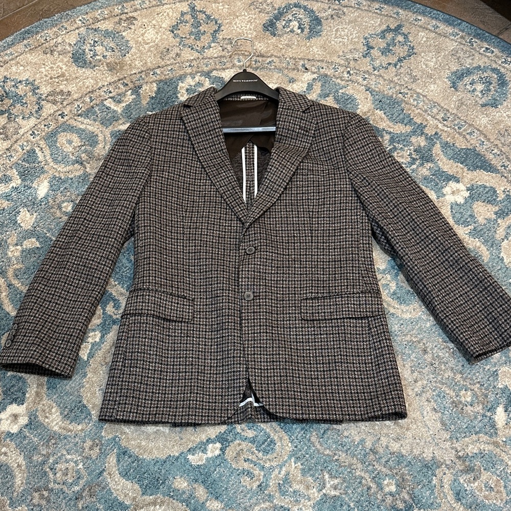 Joseph Abboud Black and Brown Houndstooth Blazer